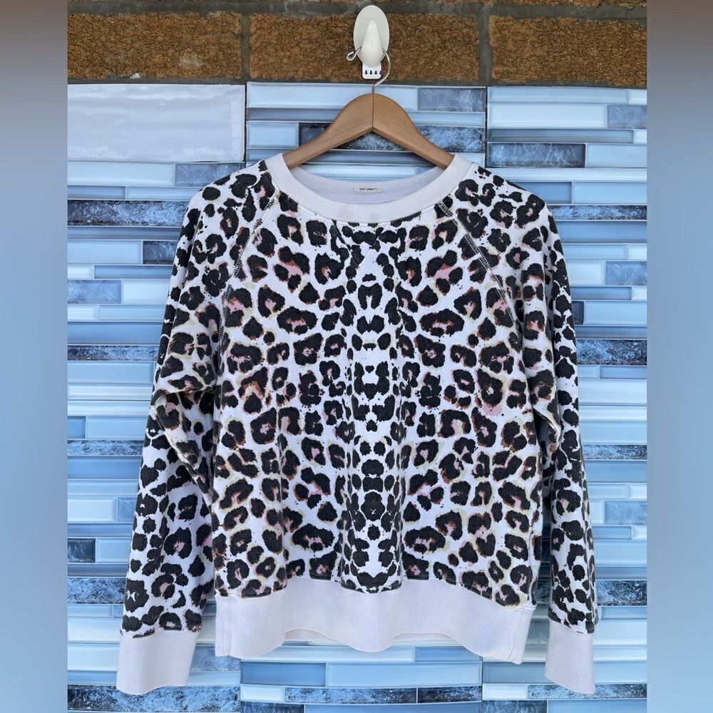 Mother The Square Leopard Print Crewneck Sweatshirt small